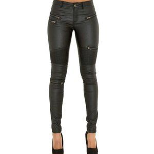 Motorcycle style skinny jean (faux leather)